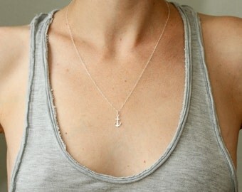 Anchor necklace - nautical jewelry - anchor jewelry - nautical necklace - dainty silver necklace - minimalist necklace - sterling anchor