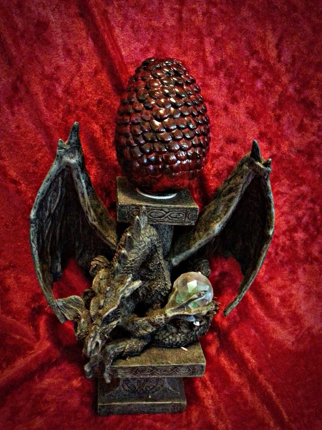 Medium Baby Dragon Egg Lava Dragon Black and Red Game of