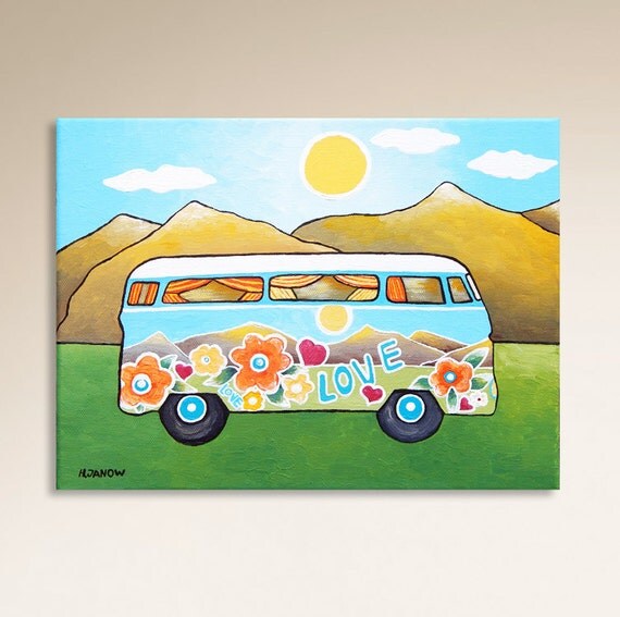 VW Painting Van Wall Art Original Painting on Canvas