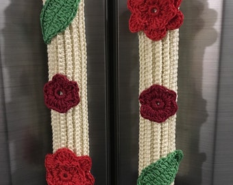 Set of Five Crocheted Magnets and Refrigerator or Stove Pairs Handle Covers