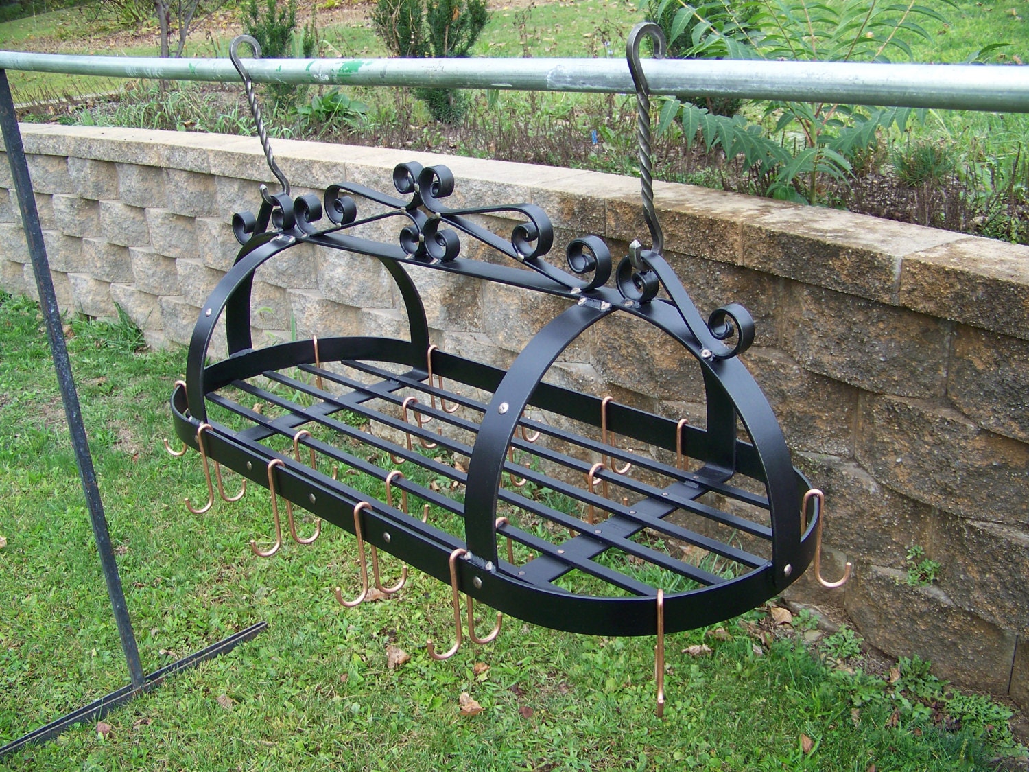 Wrought Iron Pot Rack by CRAFTBENDER on Etsy