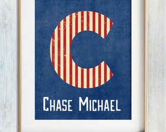 Boys Wall Art, Baby Boy Nursery, Nursery Decor Boy, Beach Nursery Theme, Custom Name Print, Red White Blue Modern Nursery, Personalized Boy