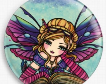 Fairy Needle Minder Bookworm Fairy Hannah Lynn, Cross Stitch Keeper, Fridge Magnet, Pattern Holder, Cross Stitch Accessory