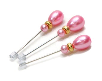 Handmade Cross Stitch Counting Pins Marking Pins Pink Pearl Wedding Corsage Pins Needlepoint DIY Crafts