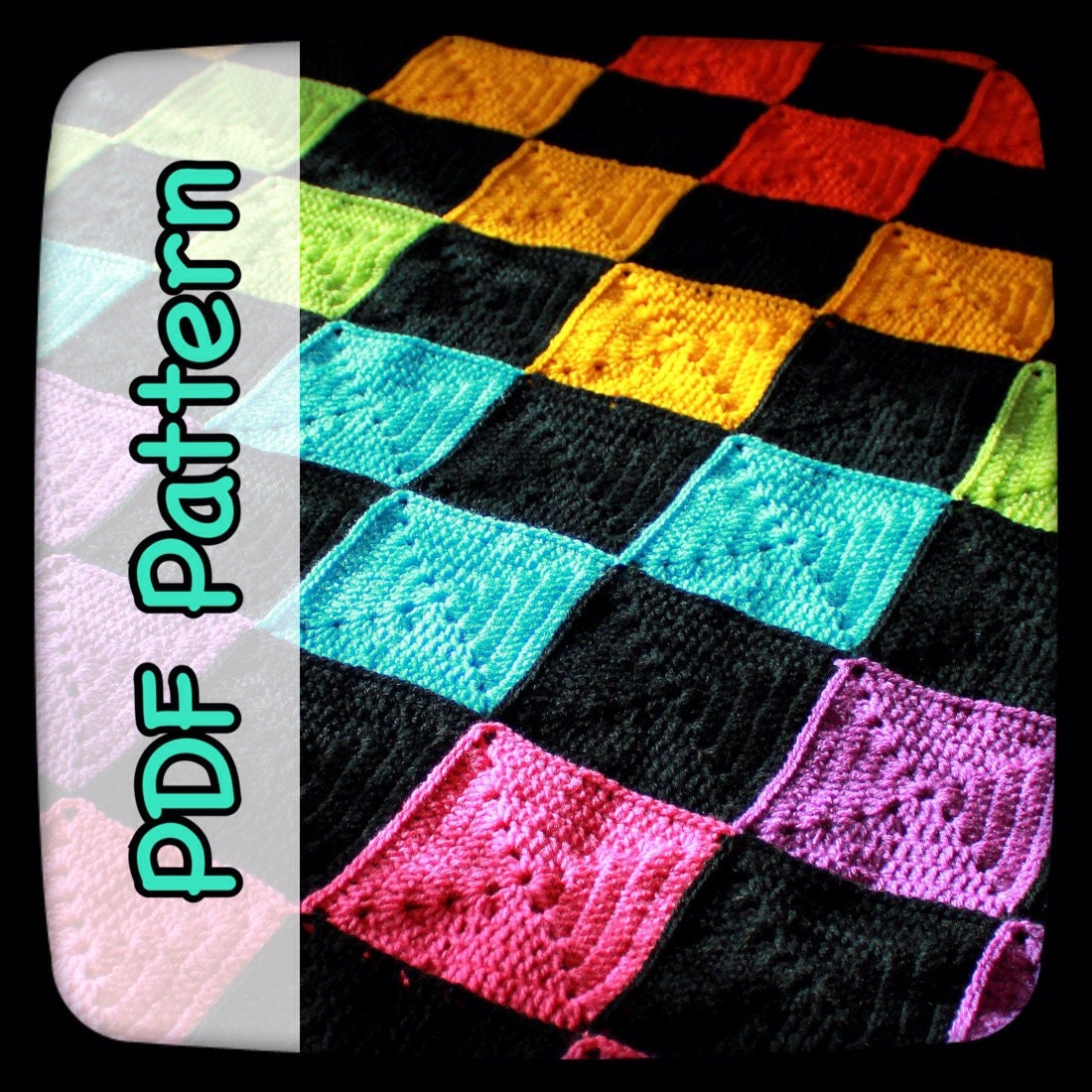 Rainbow Checkerboard Crochet Blanket A PDF Crochet Pattern