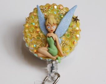 TinkerBell ID Badge Reel - Vintage Zipper ID Badge Holder - Zipperedheart