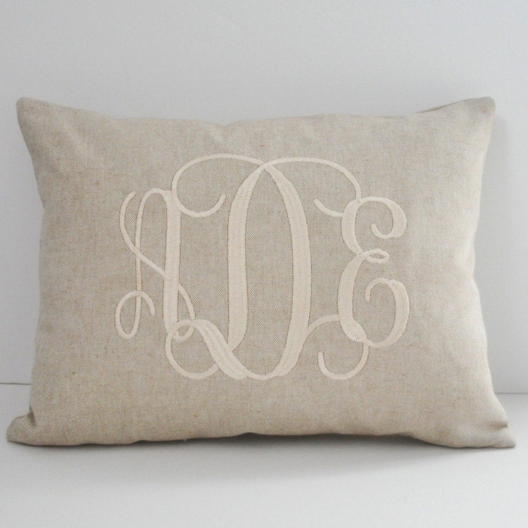 Monogrammed Lumbar Pillow INSERT INCLUDED Natural by PillowMio