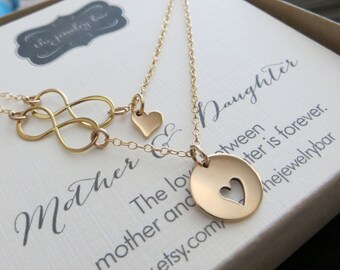 Mother daughter jewelry - mother daughter necklace - infinity heart necklace