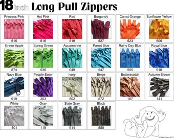 Zippers: 18 Inch 4.5 Ykk Purse Zippers with a Long Handbag Pulls Mix and Match Your Choice of 5 Zippers