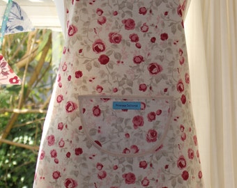 Among the Roses -Cream Edge, Floral Print Apron. Womens Full Apron