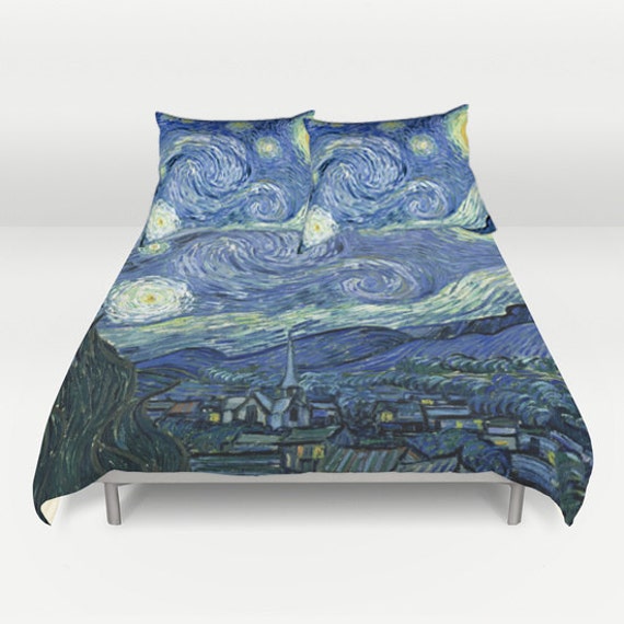 Van gogh sternennacht bettbezug kunst bettwäsche voll