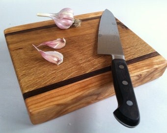 THICK Beautiful Reclaimed Hardwoods Small HERB and GARLIC Cutting Board