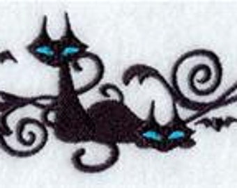 embroidered black cat towel embroidered halloween towel embroidered flour sack hand towel - Halloween Bath Towels embroidered black cat towel embroidered halloween towel embroidered flour sack hand towel - Halloween Bath Towels