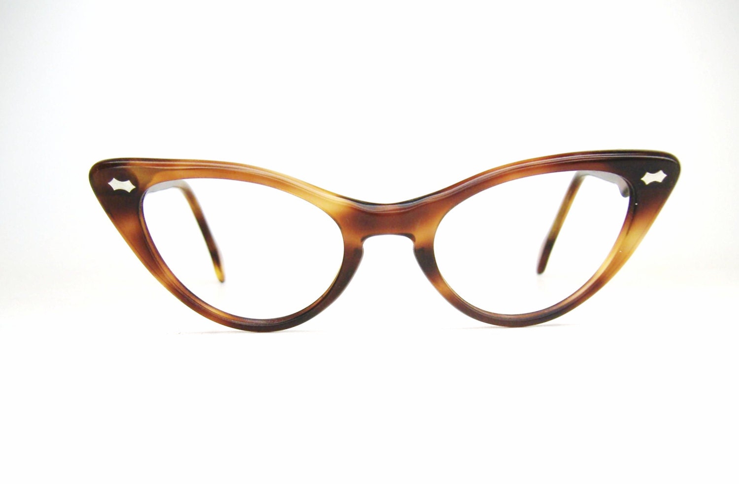 Vintage 50s Tortoise Brown Cat eye Eyeglasses Sunglasses