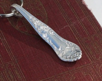 Spoon Key Chain, Spoon Key Ring, Upcycled Silverware, Holly Pattern, No Monogram, Silverware Key Chain