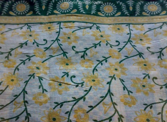 Daisy Indian Sari Fabric By The Yard Floral Cotton Saree