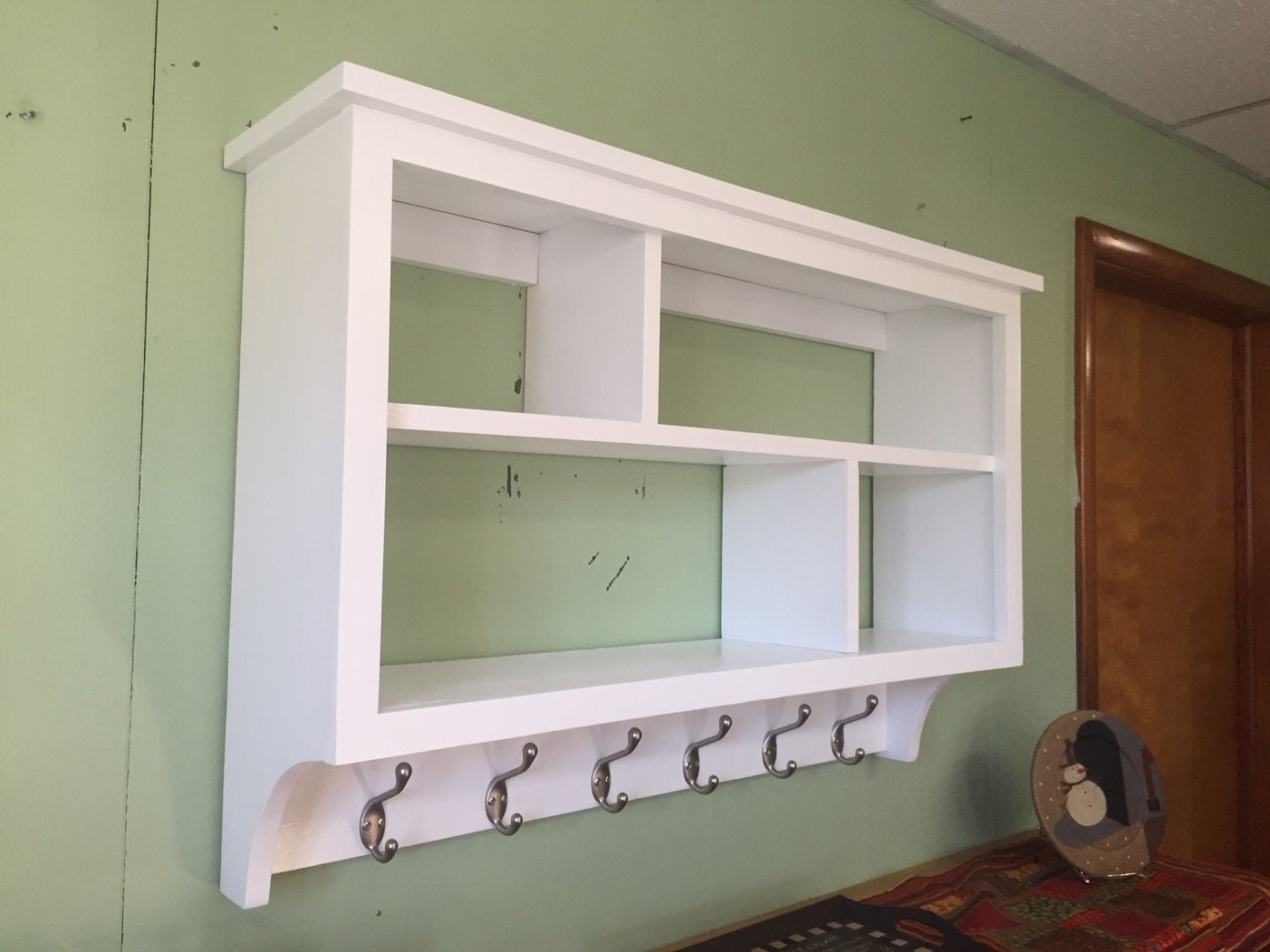 Double Layer Cubby Storage Coat Rack Shelf by appletreewoodcrafts
