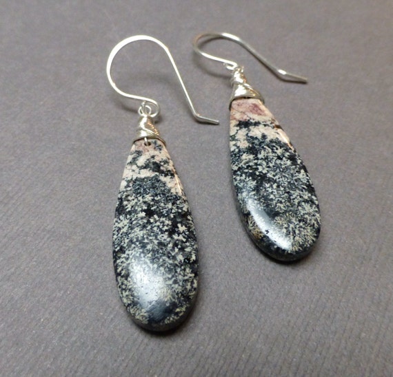 Snowflake Obsidian Earrings. Sterling Silver. by fleurdelife