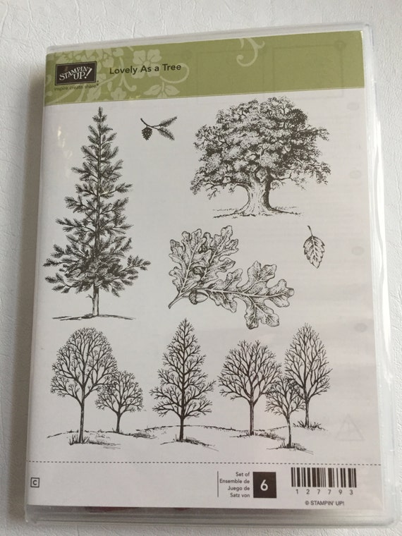Stampin Up LOVELY AS A TREE Cling Stamp set gently used 6