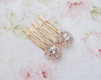 Mini Rose Gold Hair Comb,Rhinestone Wedding Hair Comb,Bridal Hair Accessories,Wedding Accessories,Decorative Hair Comb