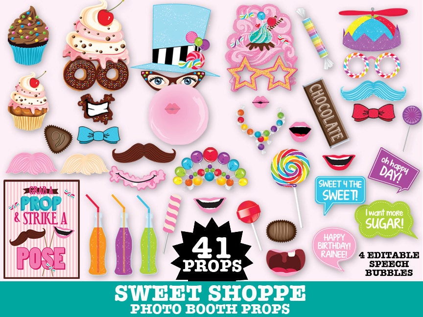 Sweet Shoppe Party Photo Booth Props Cupcake Birthday