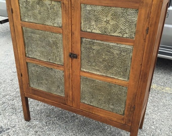 Antique Pie Safe 6 Star Tins 17d41w50h no drawer Shipping is Not free