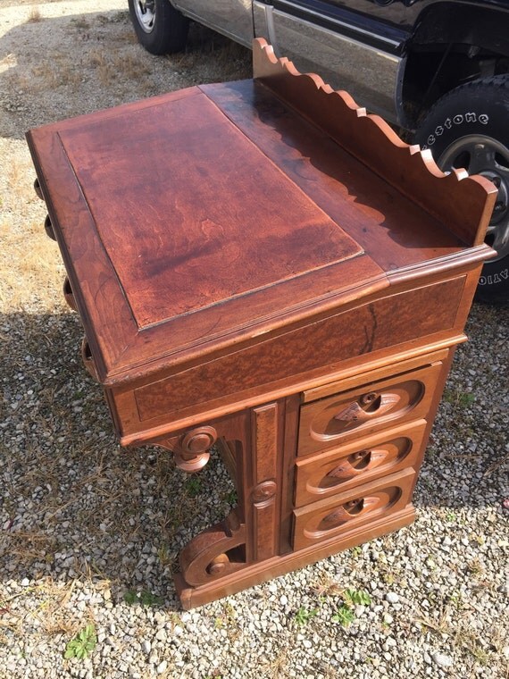 Antique Walnut Davenport Captains Desk Rare 25d36h37w by ptgallery