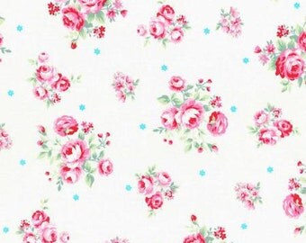 Flower Sugar Spring 2015 Pink Roses Cotton Fabric by Lecien 31129-10 Cream