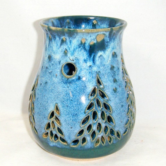 Pine Tree Candle Northern Lights Luminary Moon Candle Holder
