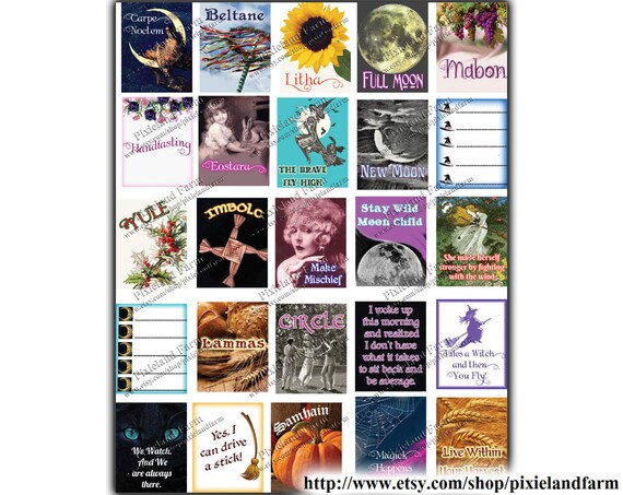 Pagan Witch Printable Planner Stickers Digital Download 2