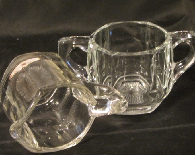 Modern Classic Heavy Clear Glass Sugar and Creamer Set, Class Sugar and Creamer Serving Set, Table Sugar and Creamer, Coffee Set, Gift Set