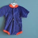 Reserved for Ellice- Vintage 1980s Newborn Baby's Navy Blue Velour Winnie the Pooh Onesie