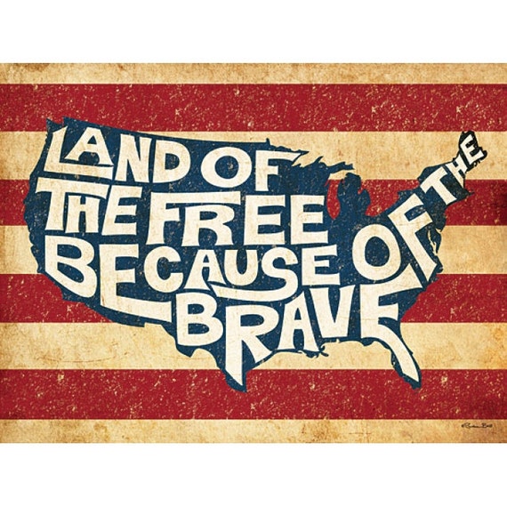 land of the free because of the brave clipart