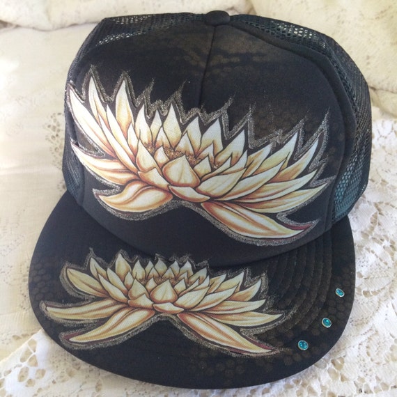 White Lotus trucker hat by ShannaTrumbly on Etsy