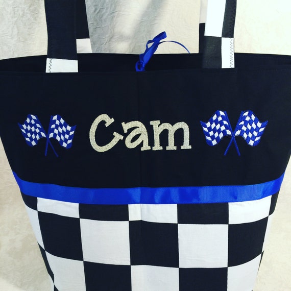 Checkered flag diaper bag black and white by creativesewing2