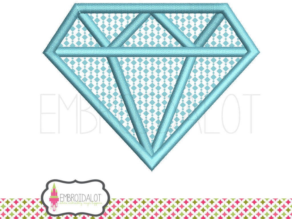 Diamond applique embroidery design. On trend geometric diamond