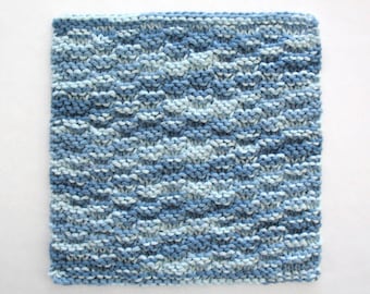 Knit Cotton Dishcloth Knitted Washcloth Blue Kitchen Decor