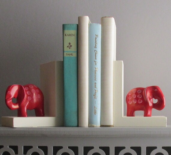 handcrafted bookends Elephants quirky animals bookshelf