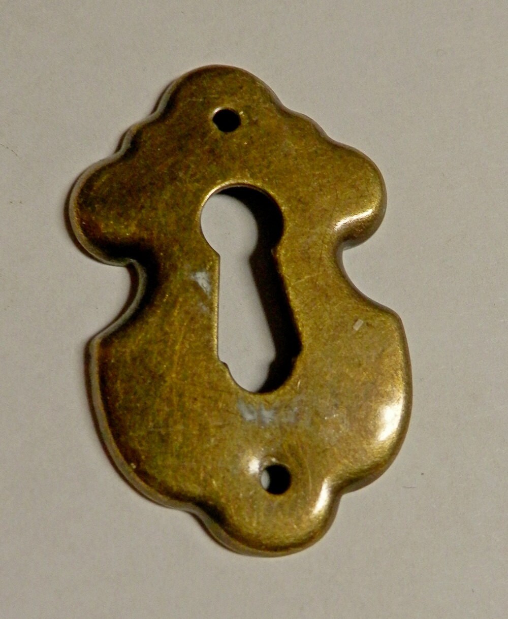 3 antique brass key hole covers escutcheons Haute Juice