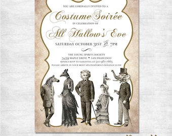 Costume party invitations / adult halloween invitation / all hallow's eve / printable invitation / printed invites