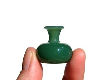 Miniature Vase in Jade Green, Hand Blown Glass