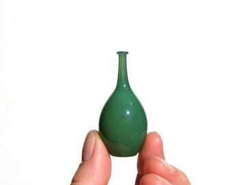 Miniature Bottle in Jade Green, Hand Blown Glass