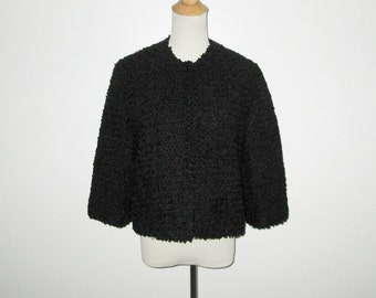 Vintage 1950s Jacket / 50s Ribbon Jacket / 50s Black Ribbon Jacket - M