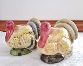 Vintage Porcelain Turkey Candleholders Ceramic Thanksgiving Turkeys