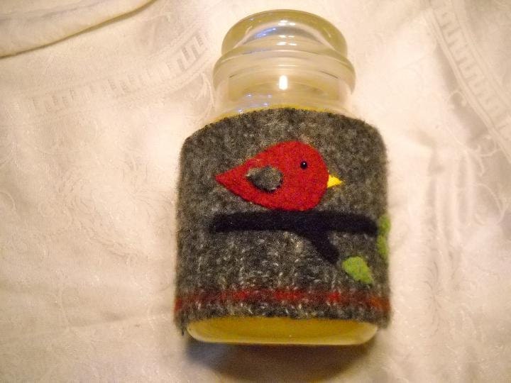 Felted Wool Candle Cozy jar candle cover