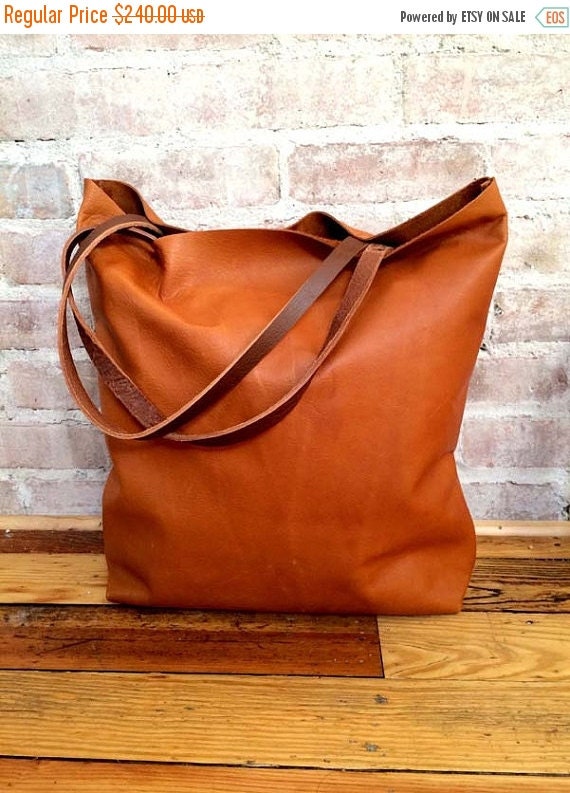 Spring Sale Large camel brown Leather Tote Bag oversized by sord
