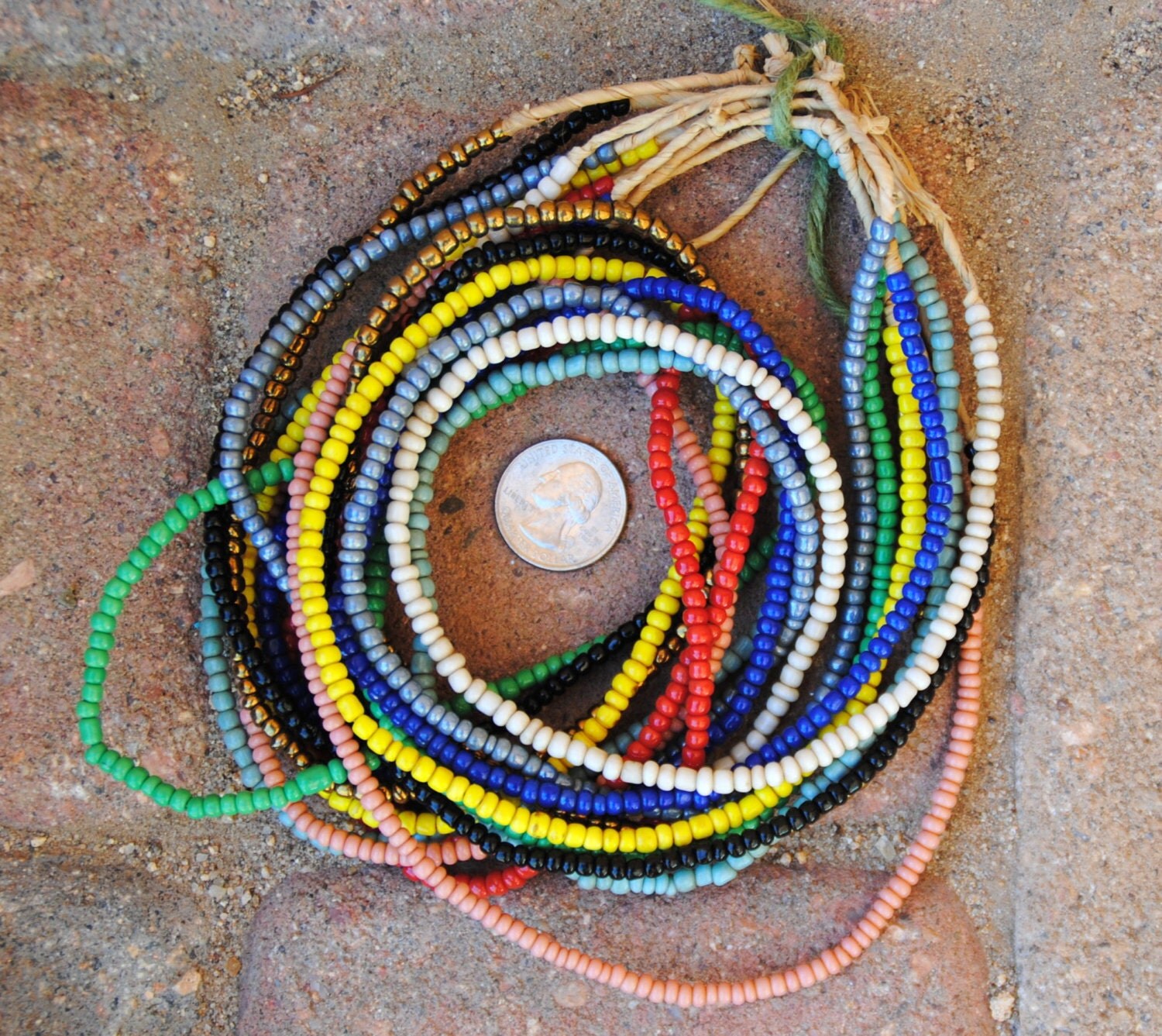 Assorted Small Ghana Glass Beads 10 Strands