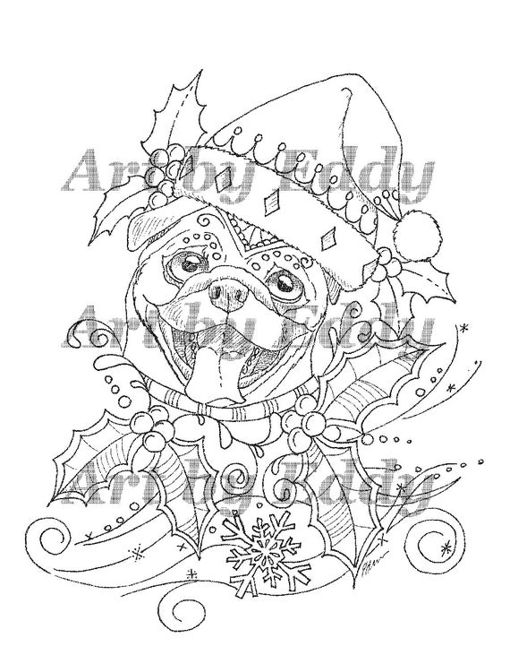 Designed Pug Coloring Page Designed Pug Coloring Page