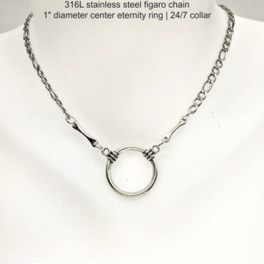 BDSM ETERNITY Ring Day Collar 24/7 Wear 316L Stainless Steel