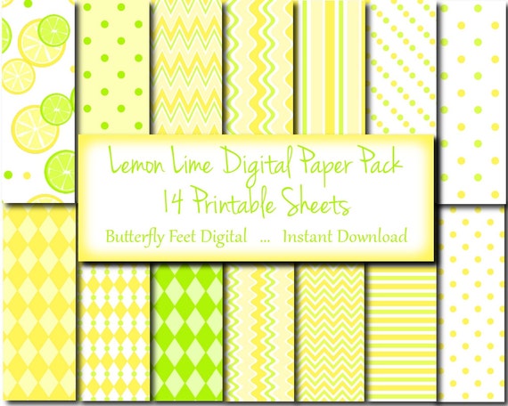 Download Lemon Lime Digital Paper Yellow and Green 14 Printable